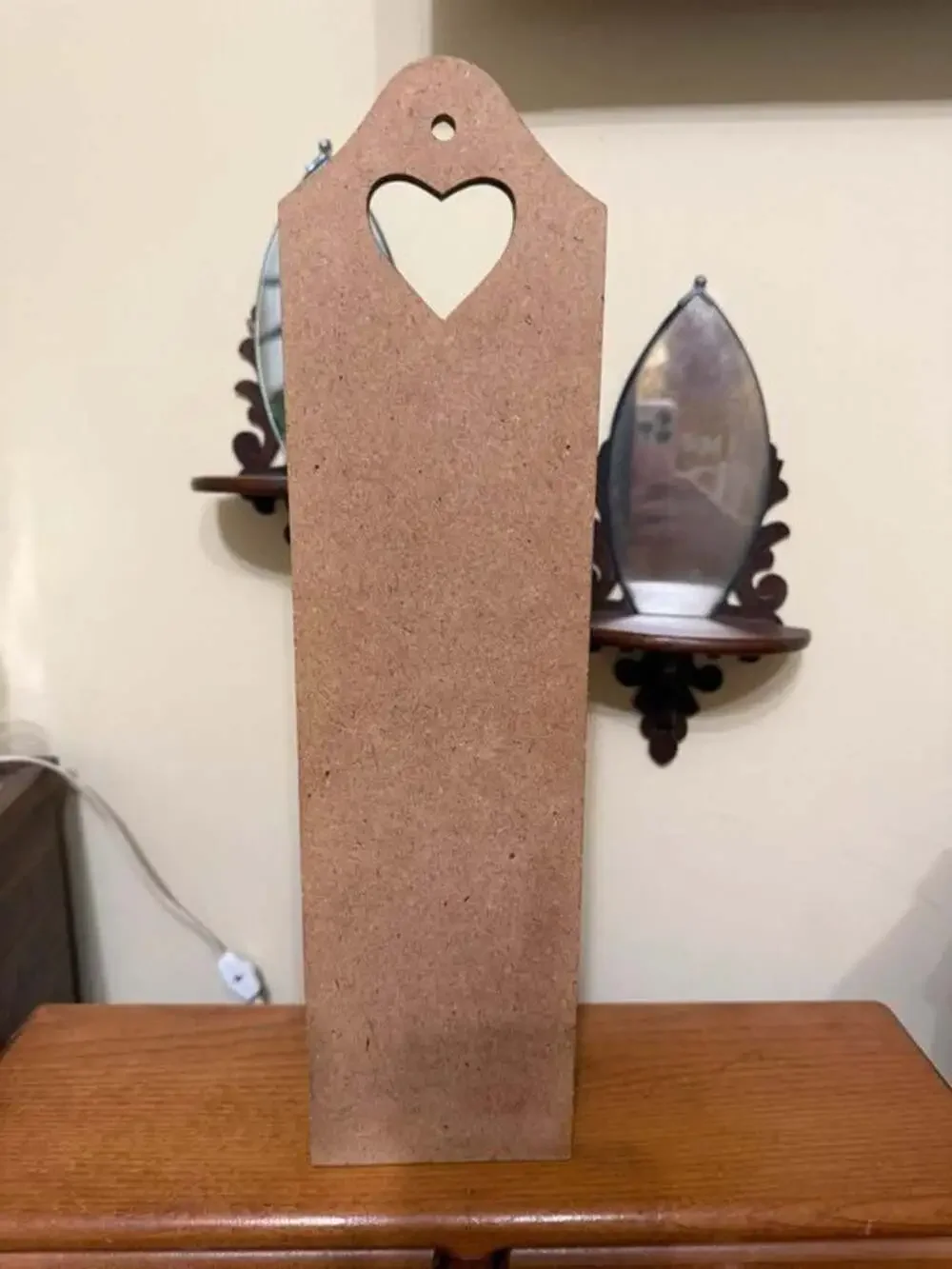 Vintage Vertical 6-Drawer Wooden Apothecary Cabinet with Heart Cutout